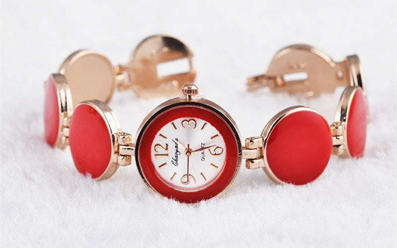 Reloj de mujer, elegante, de moda, informal, con 5 colores, diseño de oblea, esfera redonda, reloj de pulsera, reloj de pulsera de cuarzo para mujer, Relojes femeninos