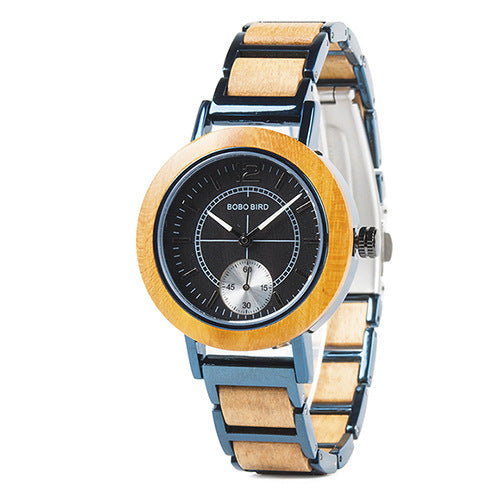 Reloj de madera BOBOBIRD Reloj de pareja Montura de mano de madera