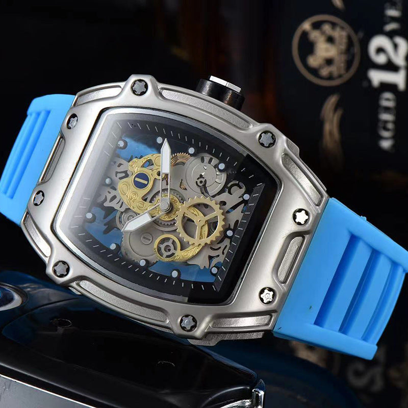 Two Hands Turn Dial Personalized Skeleton Transparent Quartz Watch