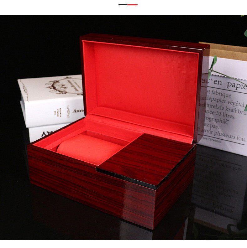 High End Watch Box Customized MDF Spray Paint Wood Box PU Leather Black Flip Gift Box Packaging Box Display Box