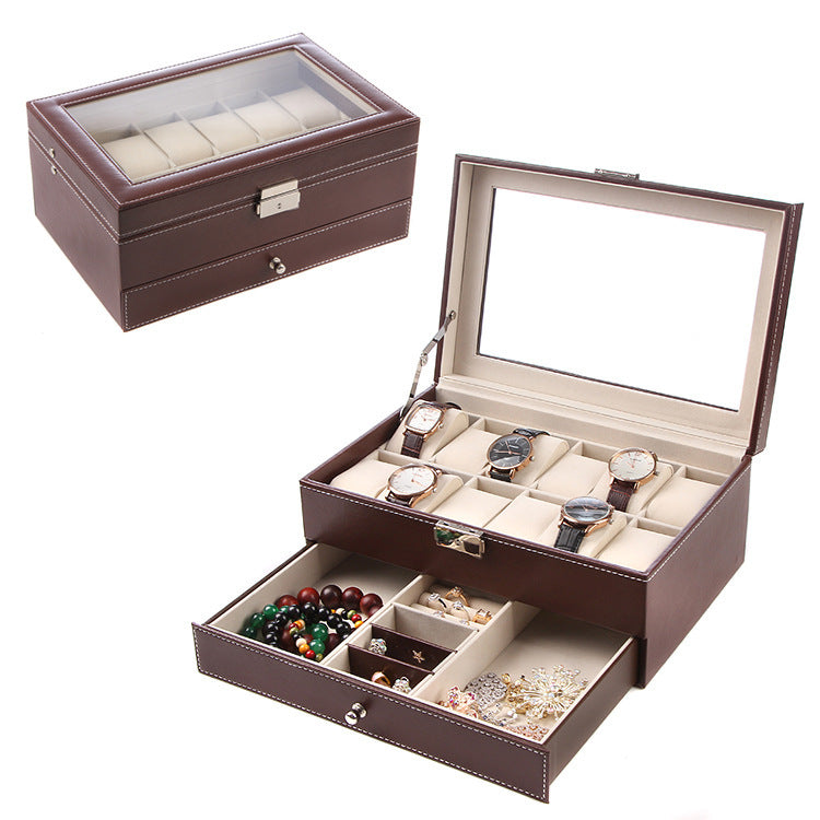 Double pu jewelry box watch storage box