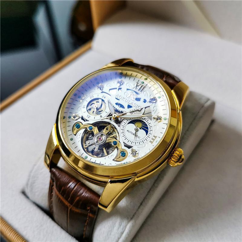 Reloj mecánico totalmente automático Tourbillon resistente al agua para hombre a la moda