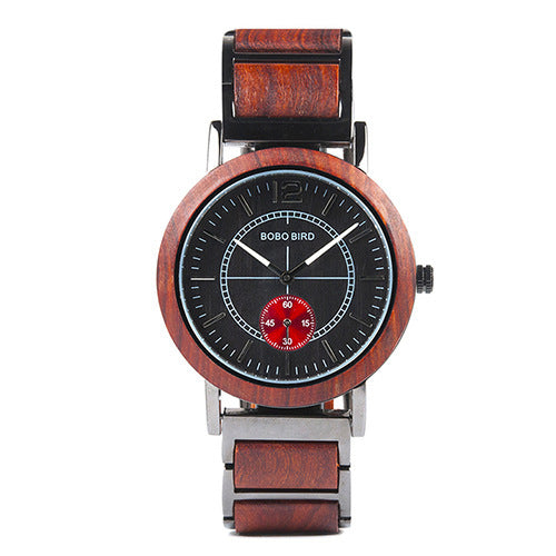 Reloj de madera BOBOBIRD Reloj de pareja Montura de mano de madera