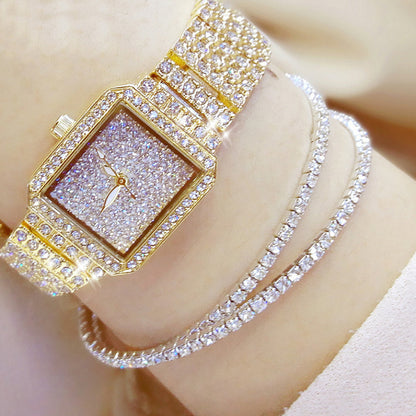 Reloj de cuarzo resistente al agua con diamantes completos