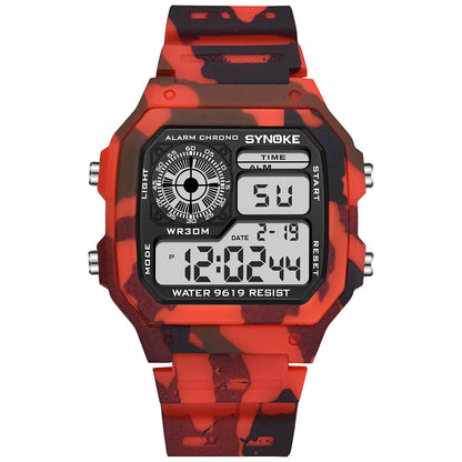 Reloj electrónico siete colores noctilucente impermeable deportivo para hombre