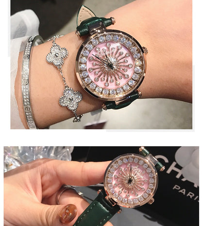 Hora de ejecutar el reloj Reloj de cuarzo femenino de moda Reloj de cuero de temperamento femenino