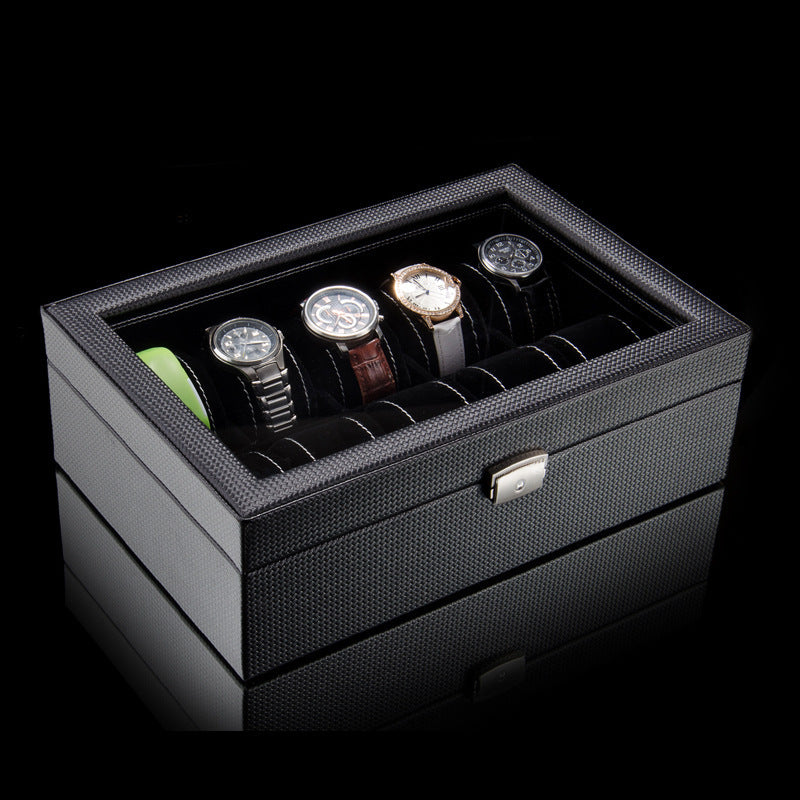 Carbon fiber leather 10 watch display box