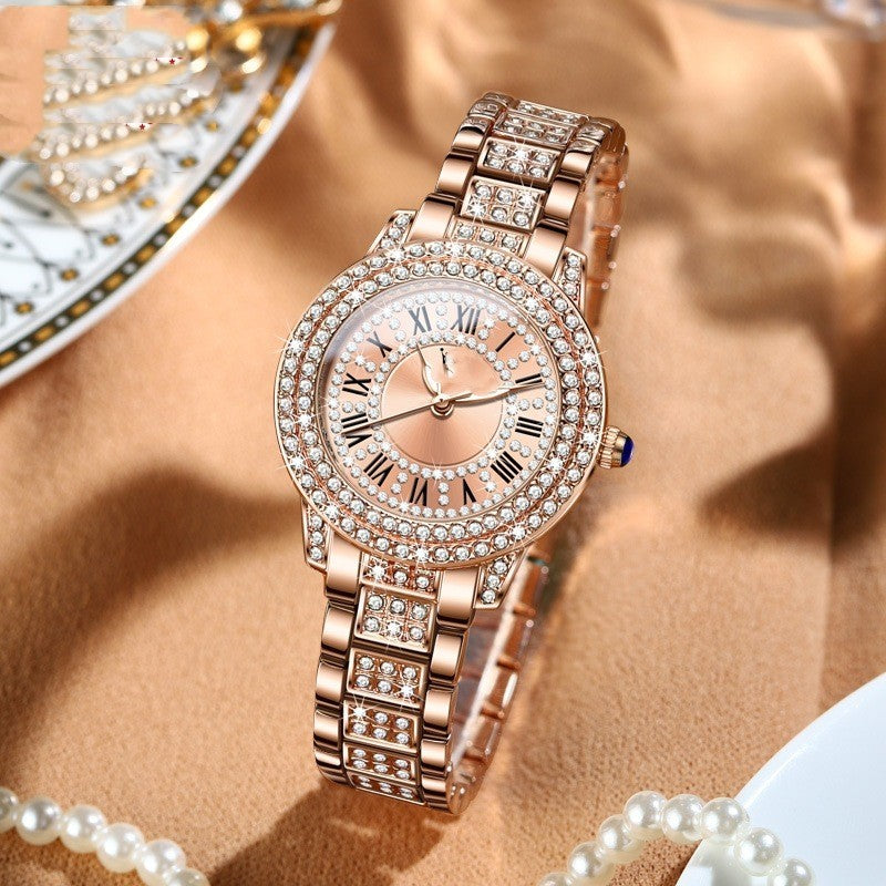 Exquisite And Elegant Sparkling Quartz Watch With Diamonds