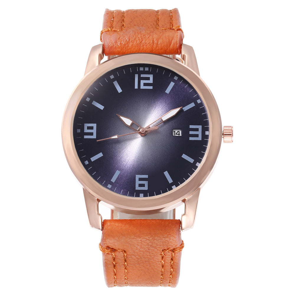 Men's calendar leisure Pu with Watch