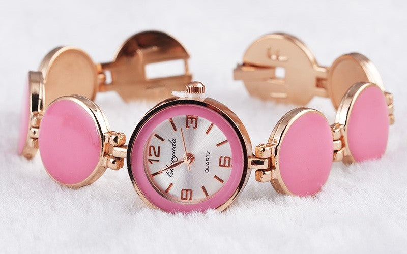 Reloj de mujer, elegante, de moda, informal, con 5 colores, diseño de oblea, esfera redonda, reloj de pulsera, reloj de pulsera de cuarzo para mujer, Relojes femeninos