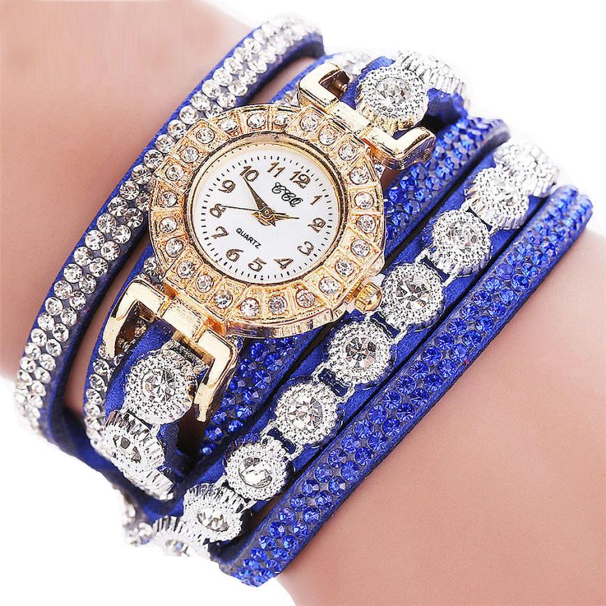 Reloj masculino de cuarzo para mujer, reloj de pulsera de piel sintética con diamantes de imitación para mujer