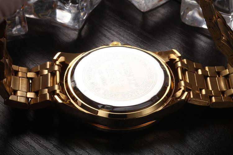 Relojes de vestir dorados para hombre de marca de lujo de acero inoxidable