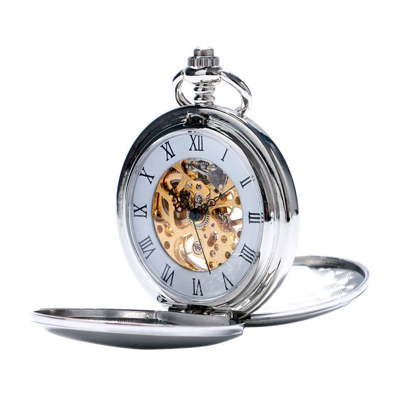 Classic Minimalist Vintage Two-sided Mechanical Pocket Watch