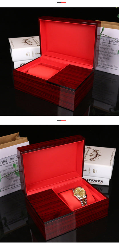 High End Watch Box Customized MDF Spray Paint Wood Box PU Leather Black Flip Gift Box Packaging Box Display Box