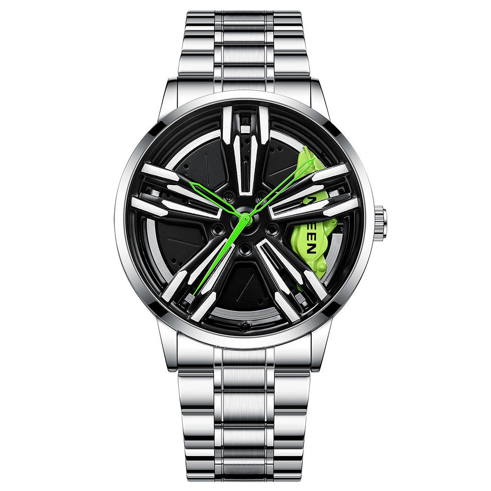 Reloj de locomotora para hombre con rueda tridimensional hueca