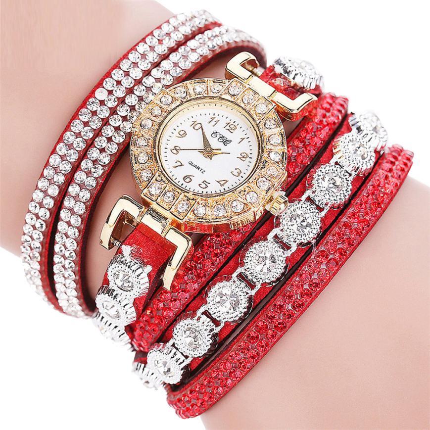 Reloj masculino de cuarzo para mujer, reloj de pulsera de piel sintética con diamantes de imitación para mujer