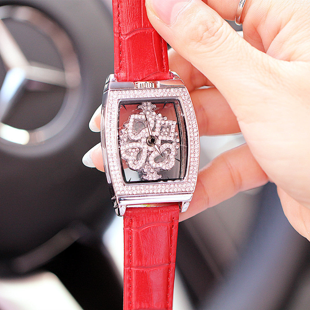 Ladies Fashion Waterproof Flower Diamond Watch