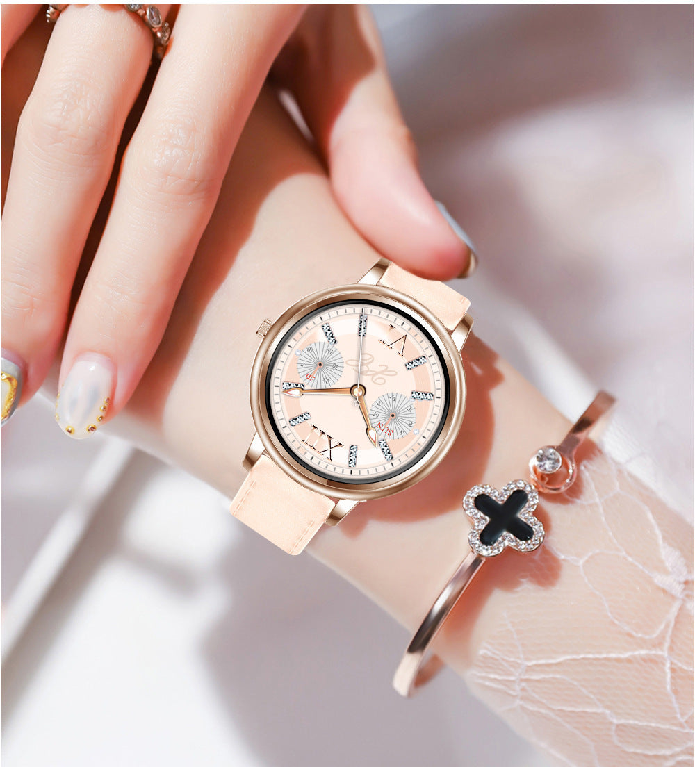 Reloj inteligente para mujer, resistente al agua fría, multiesfera, banda de acero de cuero UI opcional