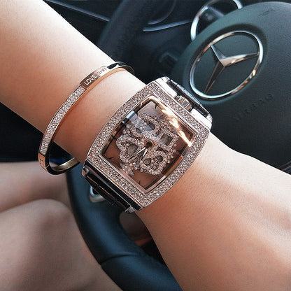 Ladies Fashion Waterproof Flower Diamond Watch