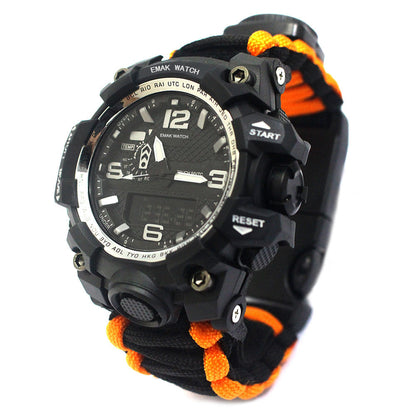 Outdoor Waterproof Multifunctional Climbing Watch Parachute Cord Woven Emergency Survival Watch