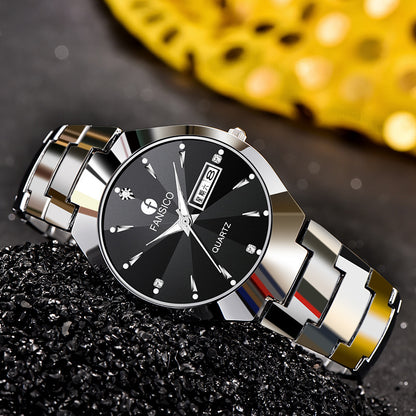 Fansico Fan Poem Nuevo reloj de tungsteno para hombre con calendario dual, mesa 1192, relojes no mecánicos