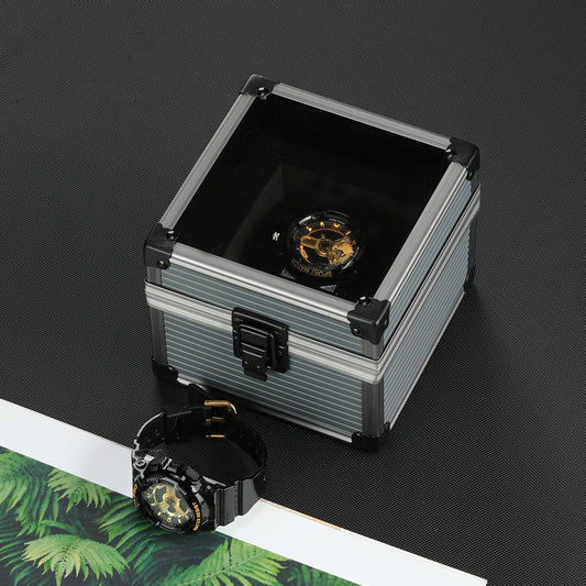 Pure Black Aluminum Alloy Watch Storage Box