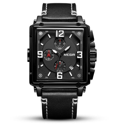 Vintage square leather men's watch