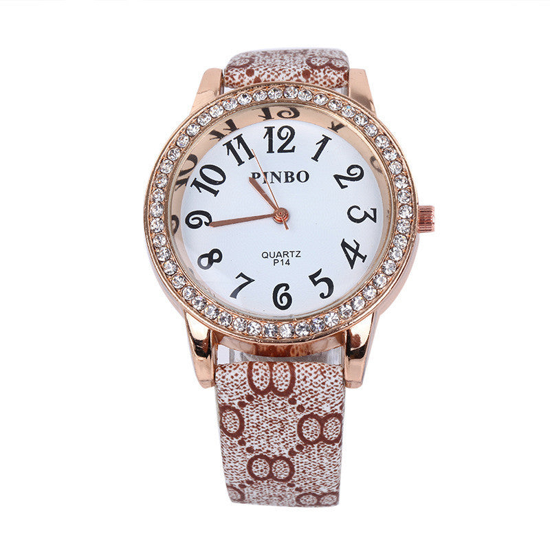 Full diamond mesh women's belt Watch