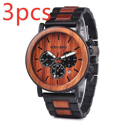 BOBO BIRD Relojes de madera para hombre, reloj masculino de primera marca de lujo, elegante reloj cronógrafo militar, un gran regalo para hombres OEM