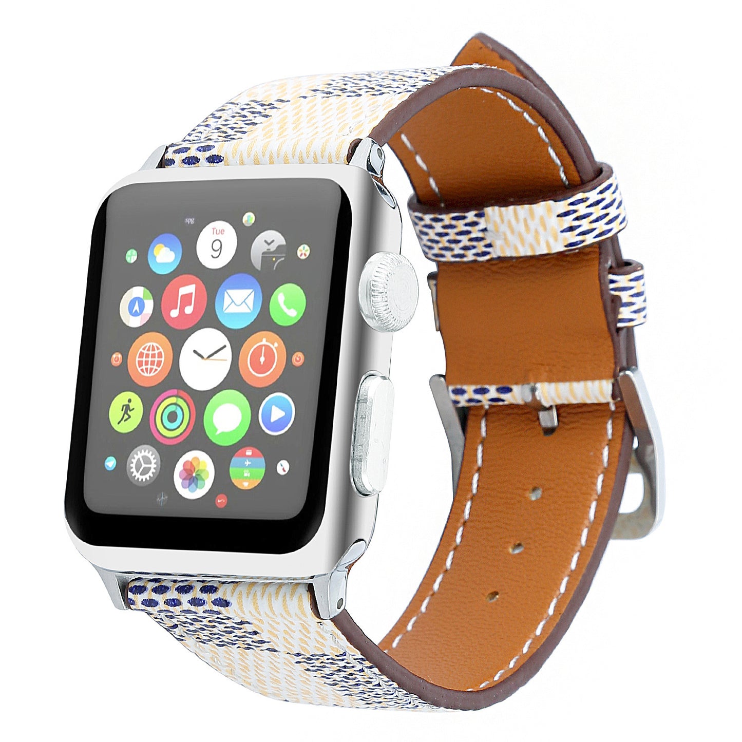 Compatible with Apple, Watch strap iwtch strap checkered iWatch leather watchband