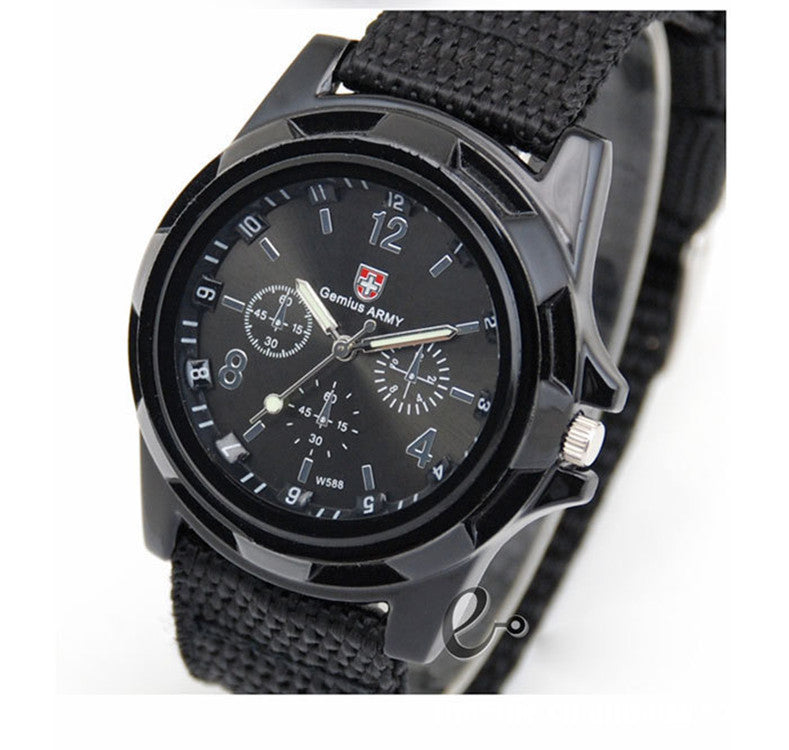 Reloj de pulsera de cuarzo con correa de nailon y esfera redonda para hombre, estilo militar, estilo deportivo, estilo militar, Gemius Army