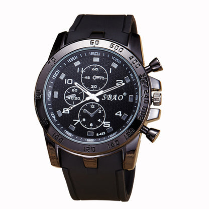 Reloj de gel de sílice SBAO, reloj de moda para hombre, reloj de pulsera de cuarzo con correa de PU resistente al agua