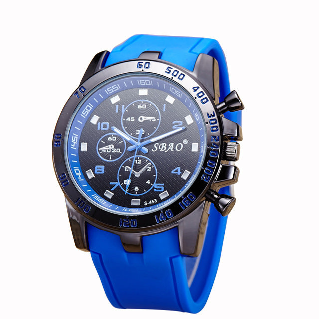 Reloj de gel de sílice SBAO, reloj de moda para hombre, reloj de pulsera de cuarzo con correa de PU resistente al agua