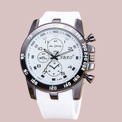 Reloj de gel de sílice SBAO, reloj de moda para hombre, reloj de pulsera de cuarzo con correa de PU resistente al agua