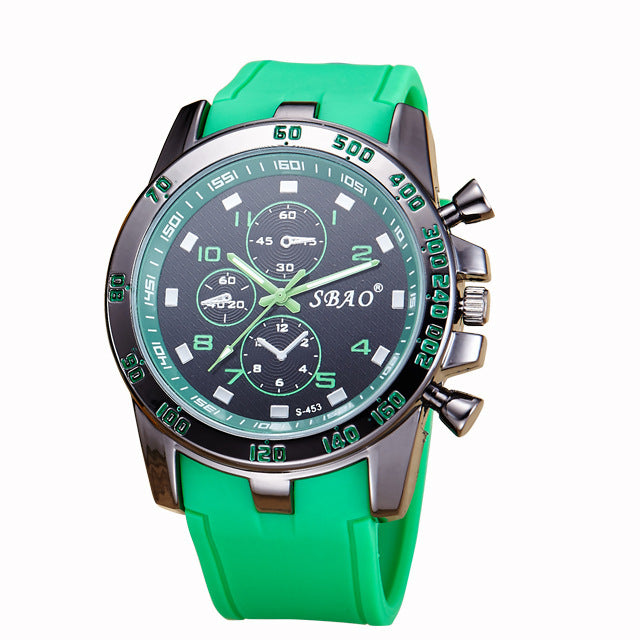 Reloj de gel de sílice SBAO, reloj de moda para hombre, reloj de pulsera de cuarzo con correa de PU resistente al agua