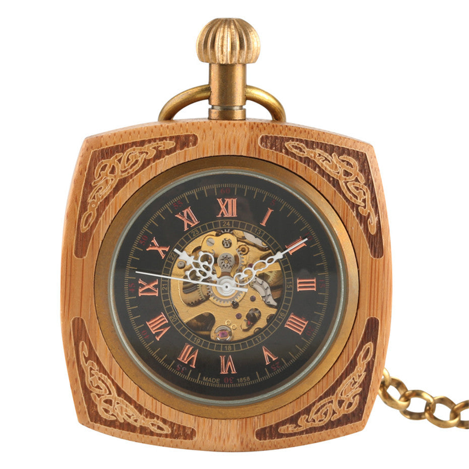 Reloj de bolsillo romano de caoba