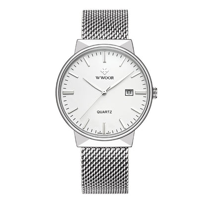Men's mesh belt quartz watch wholesale ultra-thin waterproof steel