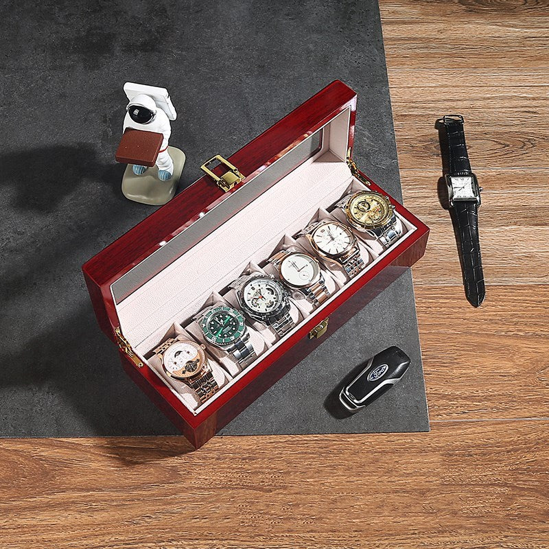 Solid wood watch storage box