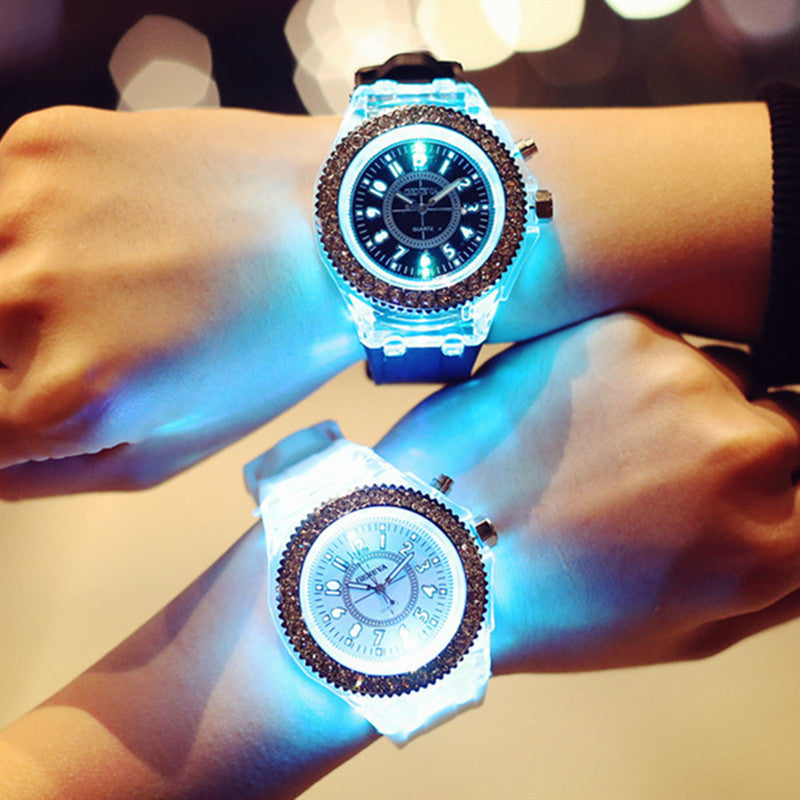 Relojes luminosos LED Geneva para mujer, relojes de cuarzo para mujer, relojes de pulsera de silicona para mujer