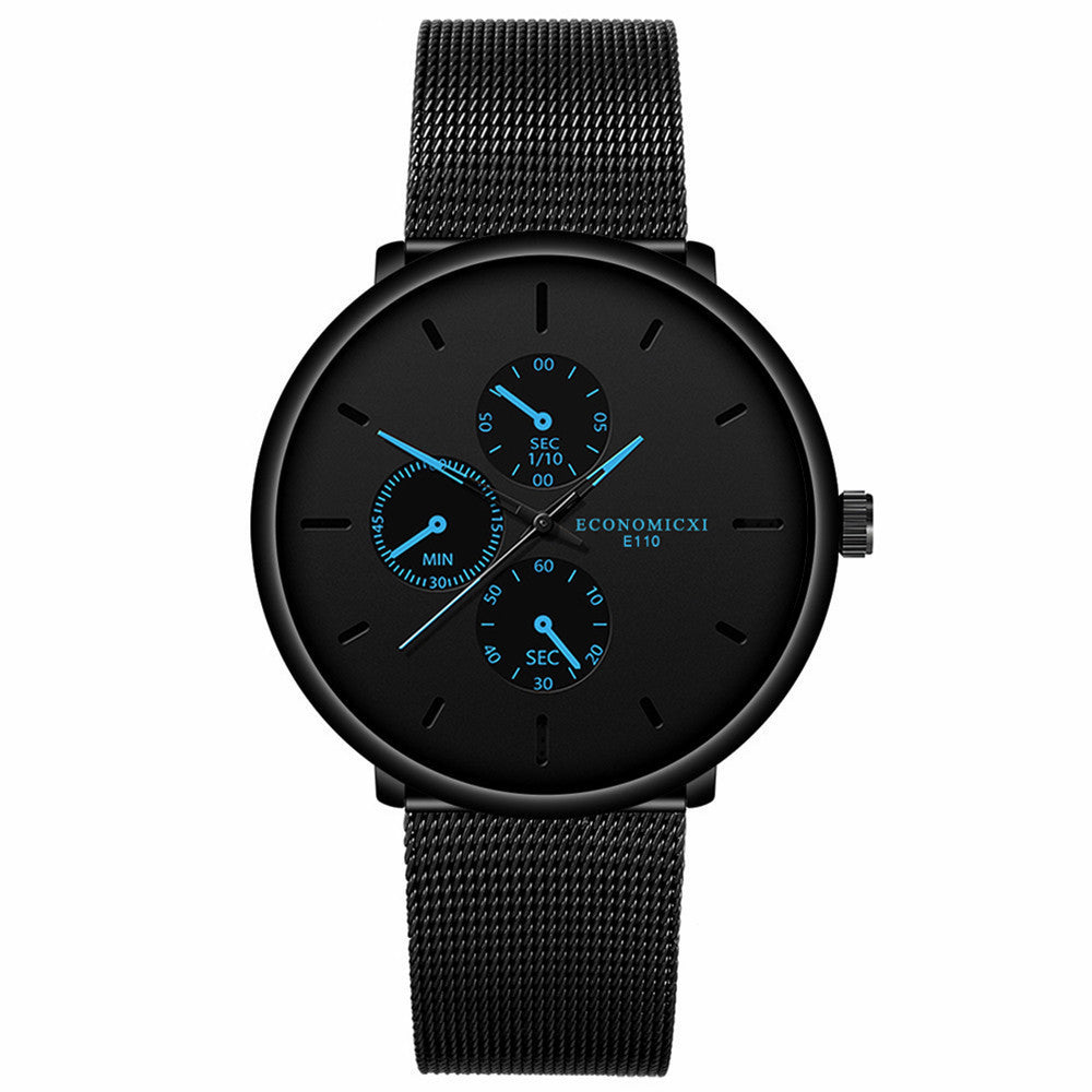 Reloj negro delgado para estudiantes masculinos