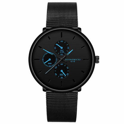 Reloj negro delgado para estudiantes masculinos