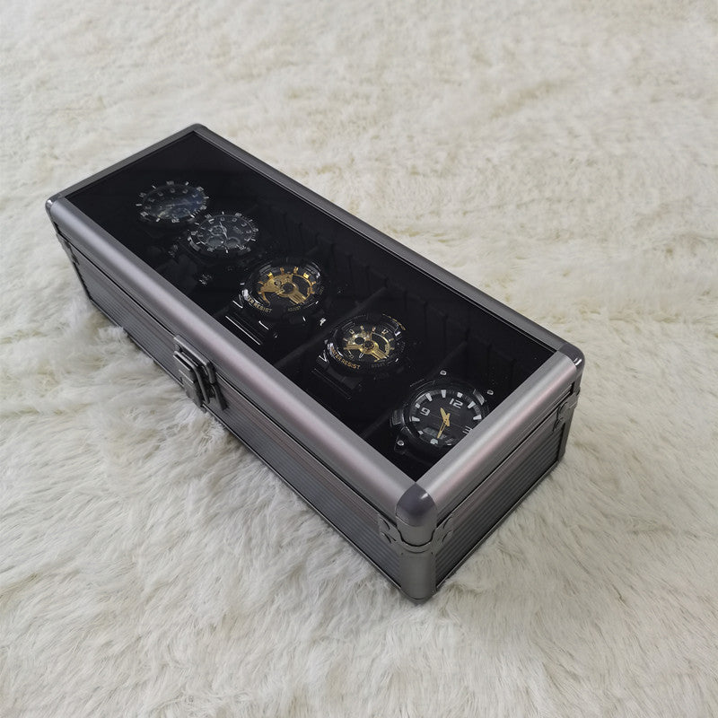 Multi Color Transparent Upper Cover Aluminum Alloy Watch Storage Box