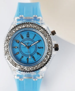 Relojes luminosos LED Geneva para mujer, relojes de cuarzo para mujer, relojes de pulsera de silicona para mujer