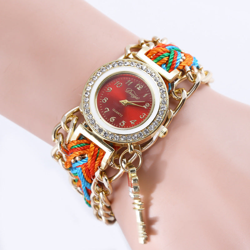 Reloj de pulsera de PU para mujer con cuerda trenzada Reloj para mujer