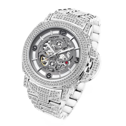 Reloj mecánico para hombre con fondo hueco y luminoso con diamantes