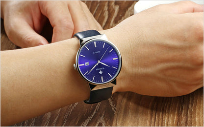 Men's leather quartz watch