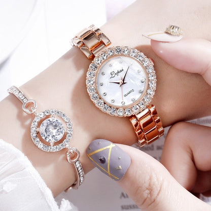 Relojes-Conjunto Brazalete Reloj Pulsera Reloj de Pulsera Cuarzo Mujer Moda Señoras Marca Lujo