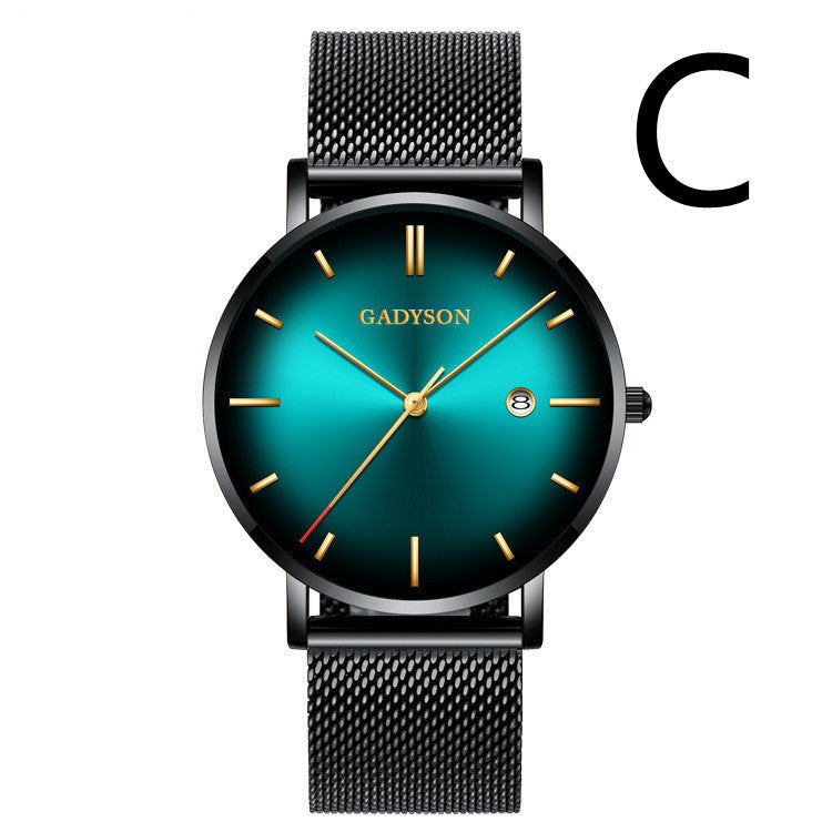 Reloj de acero de color sencillo para hombre, reloj de cuarzo degradado