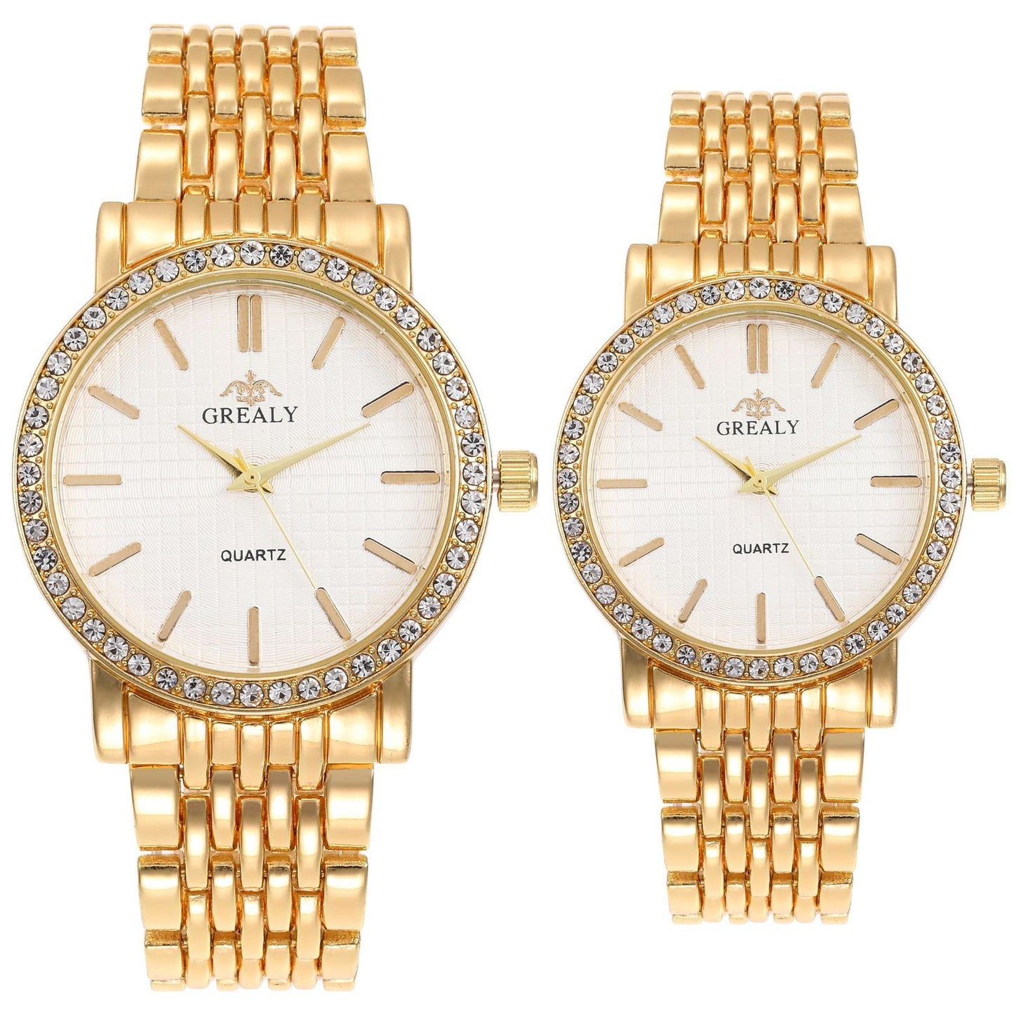 Reloj de cuarzo casual sencillo para hombre y mujer con correa de acero y diamantes