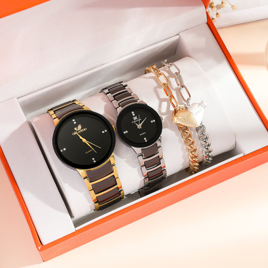 New Fashion Simple All-match Couple Watch Heart Bracelet Suit